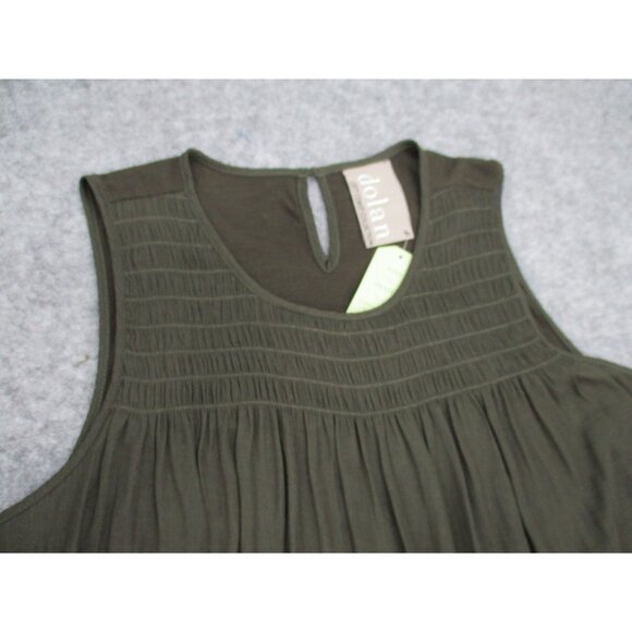 Dolan Womens Tank Top Medium Left Coast Collection Green Sleeveless Pleated New - Picture 6 of 16